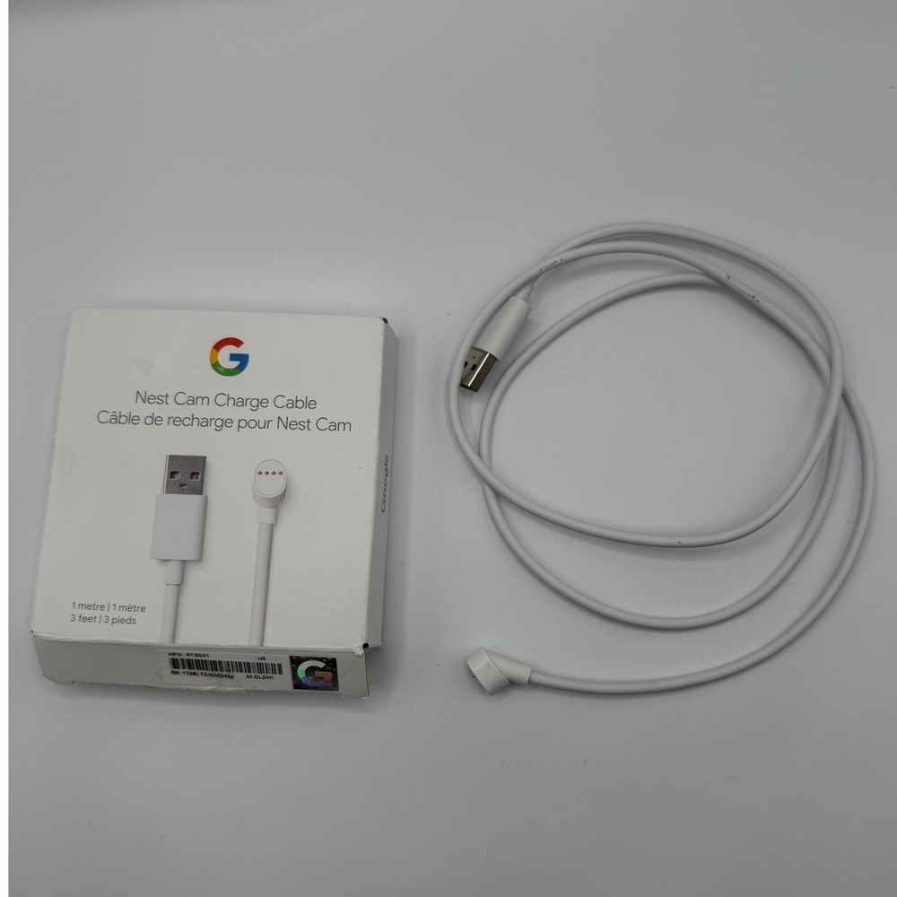 Google Nest Cam Charge Cable 1 Meter 3 Feet Power Cord White Power Cables